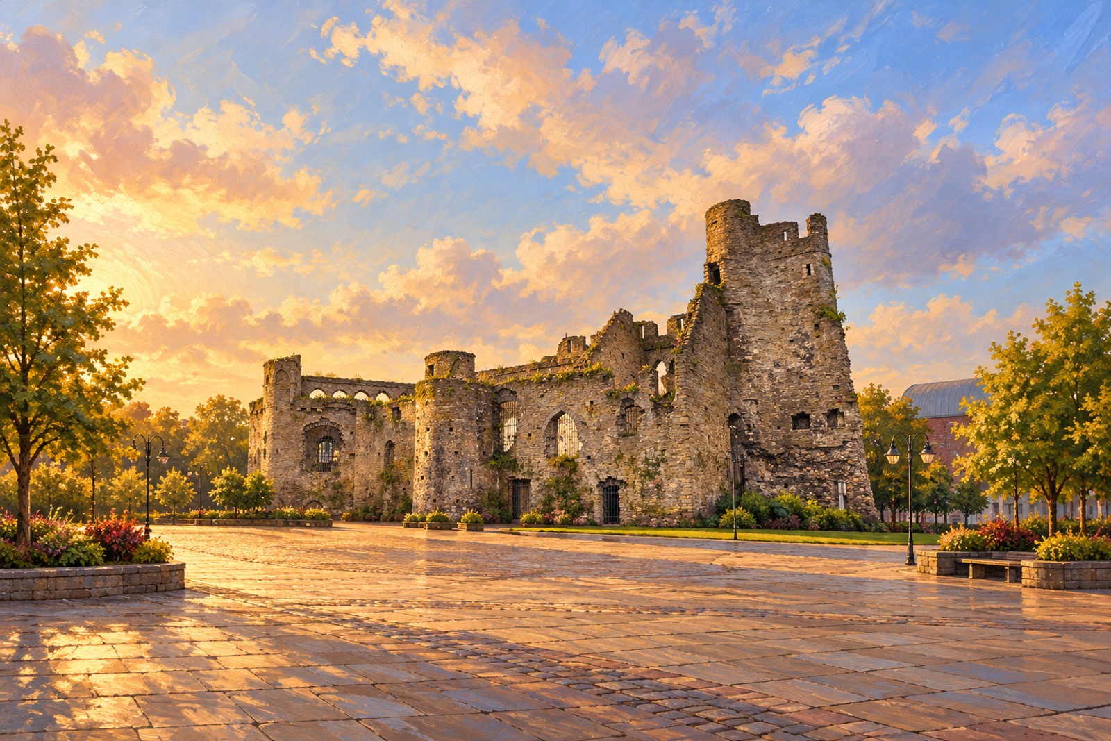 Artist's impression of Swansea Castle, adapted from a photograph by The wub, CC BY-SA 4.0
